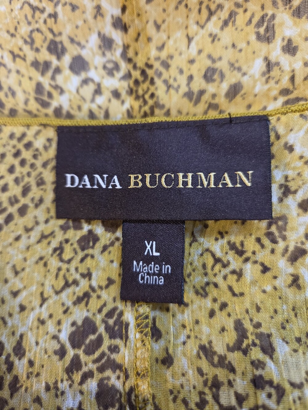 Dana Buchman Mustard Yellow Leopard-Print Blouse - Picture 9 of 10
